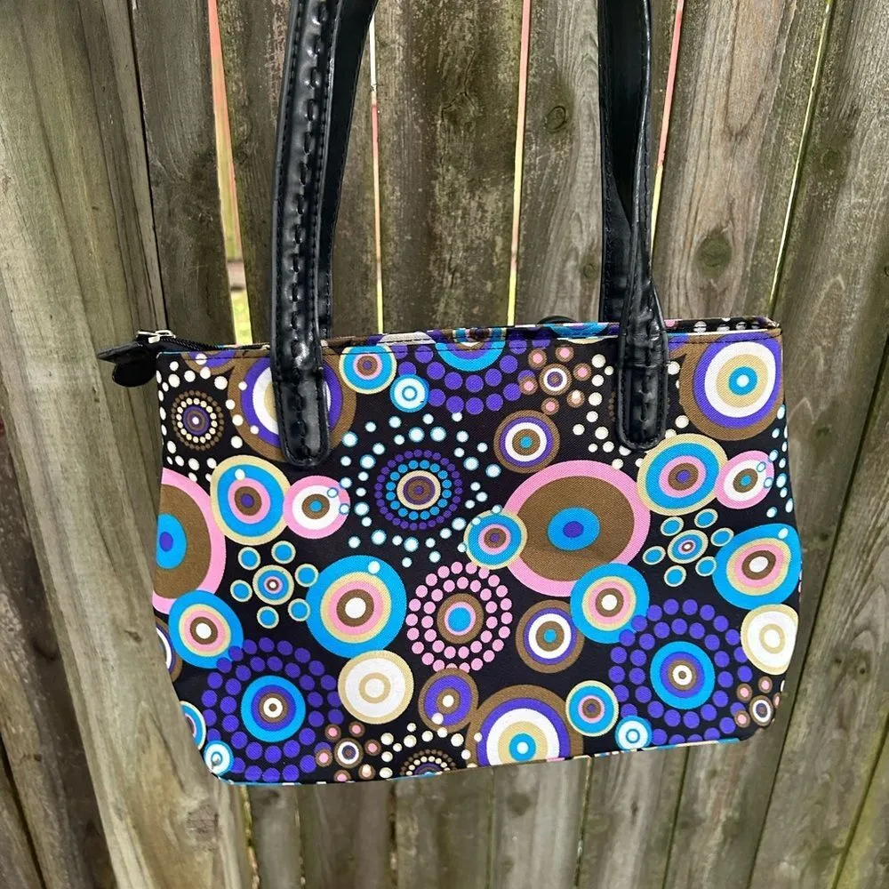 Vintage y2k 2000s Kate Spade multicolor purple pink blue brown shoulder bag purs - Image 5