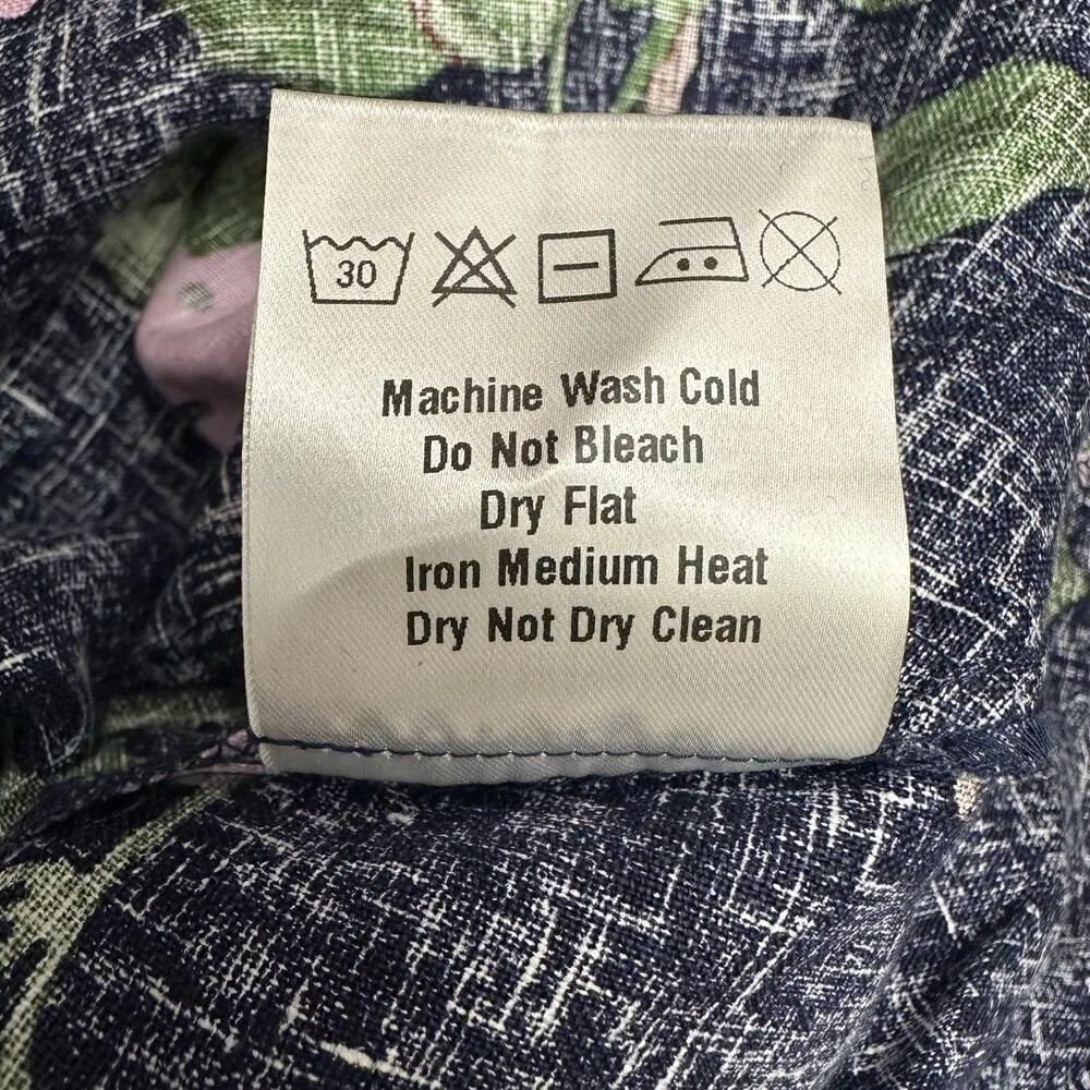 O.P.T. Sz 2 XS Midnight Bloom Khalani Linen Midi Dress Sleeveless Floral Linen Blue - Image 7