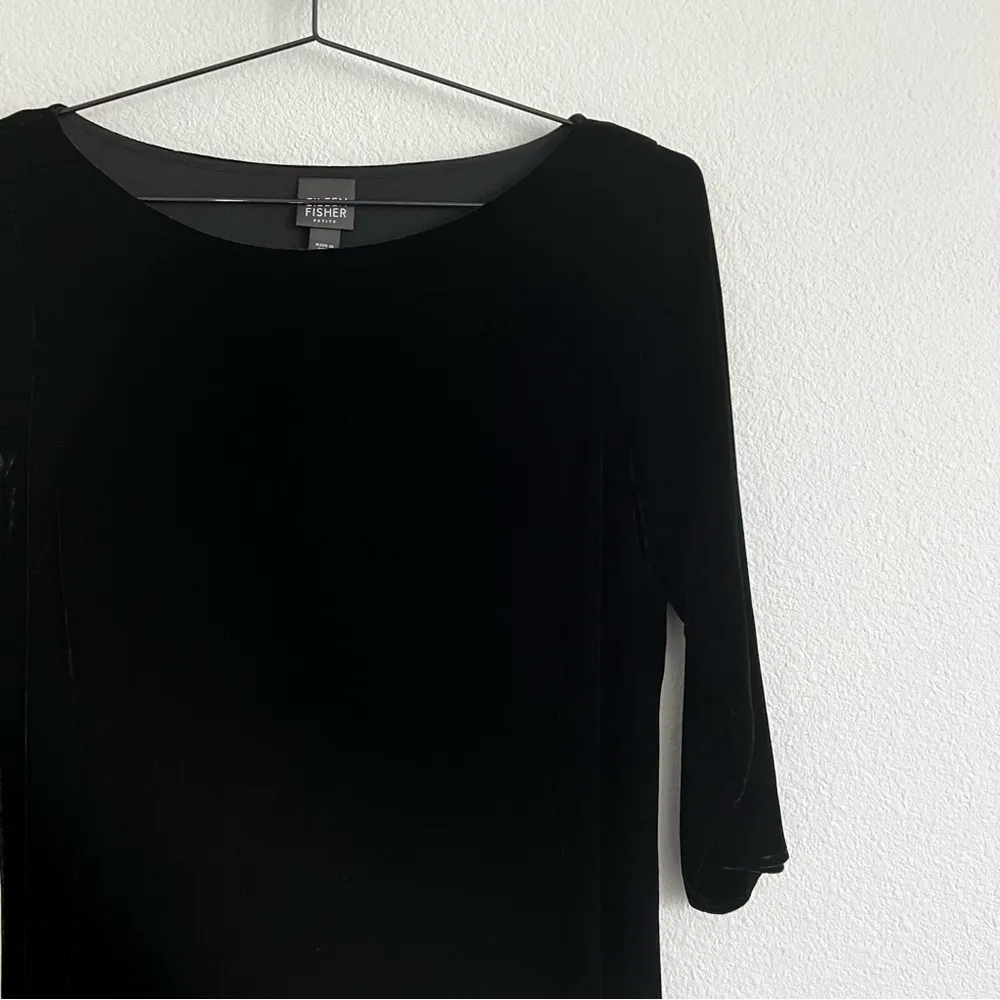 Black Velvet 3/4 Shift Dress. Size PS - Image 3