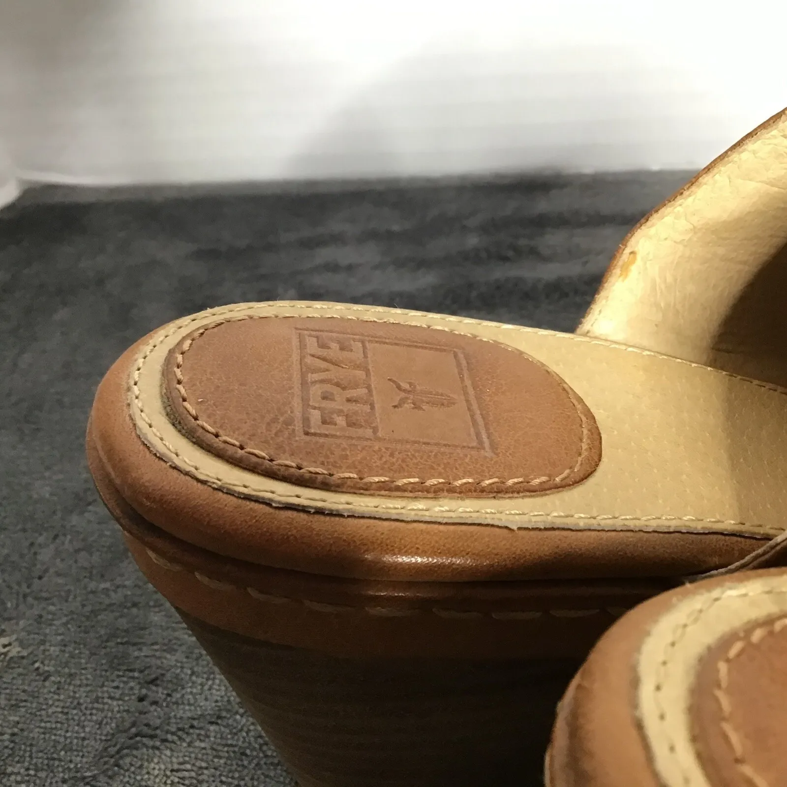 Frye Candy Pickstitch Leather Clogs Size 9M Clunky Heel's‎ Closed Toe - Image 5