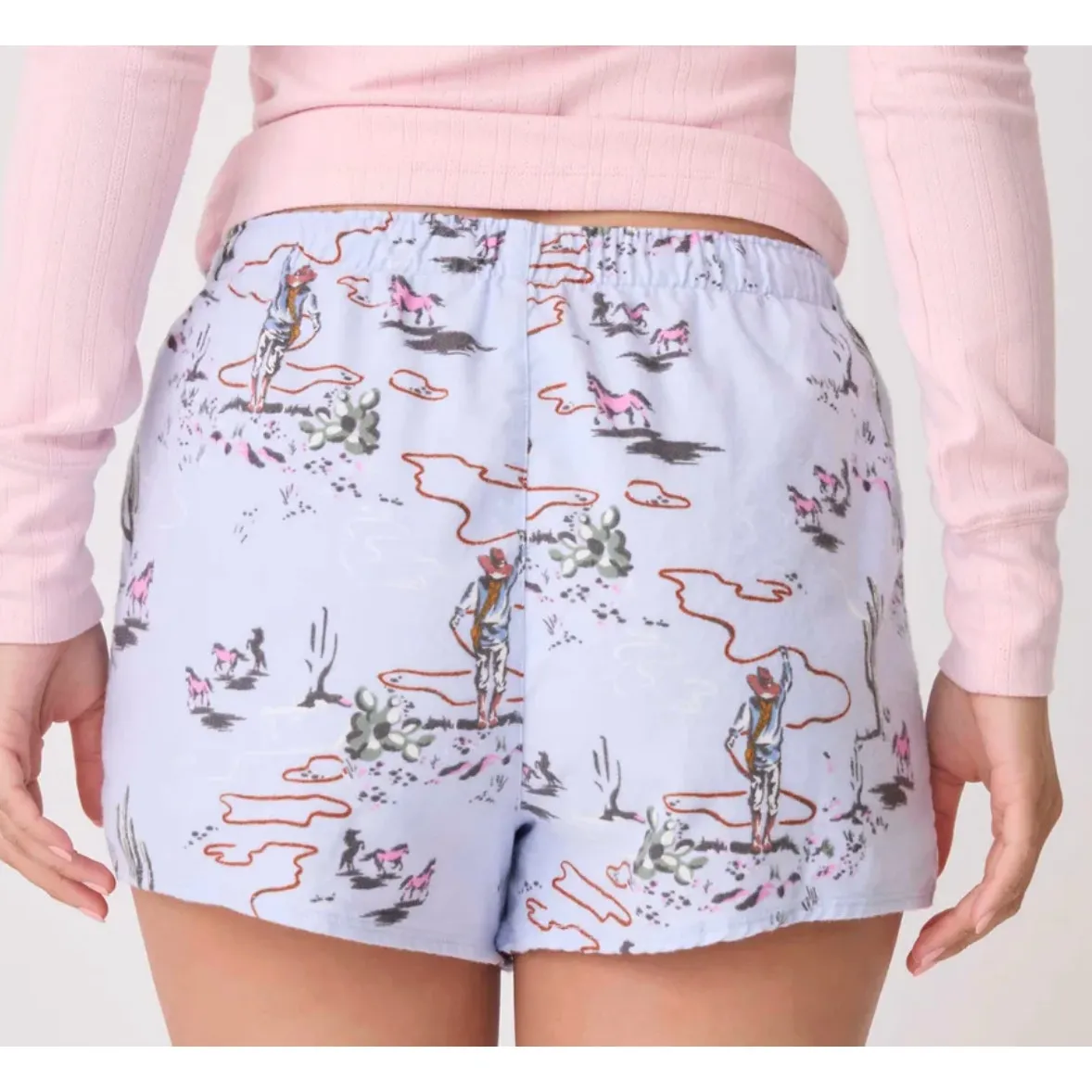 PJ Salvage Cowboy Western Flannel Boxer Pajama Shorts large - Image 8