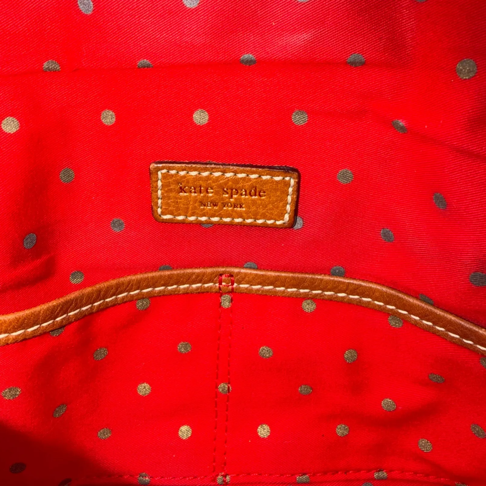 Kate Spade New York Signature Pattern Striped Shoulder Bag Brown Red - Image 8