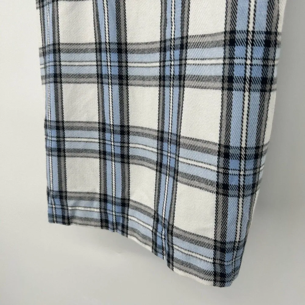 NEW Francescas Mi Ami Plaid Flannel Jumper Overall Dress Blue White Size XS - Image 4
