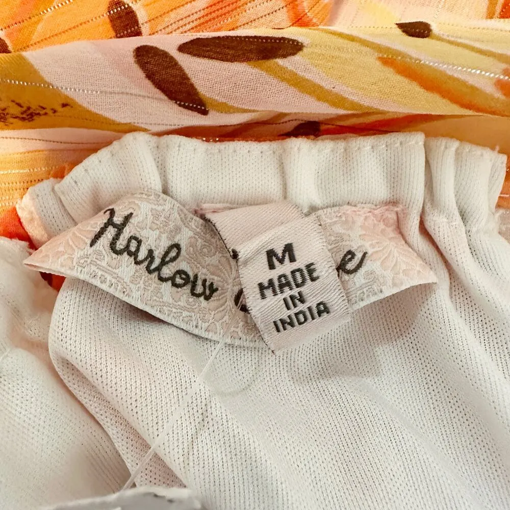 Harlow & Rose Tie Neck Tiered Metallic Midi Dress In Pink Size Medium Casual - Image 7