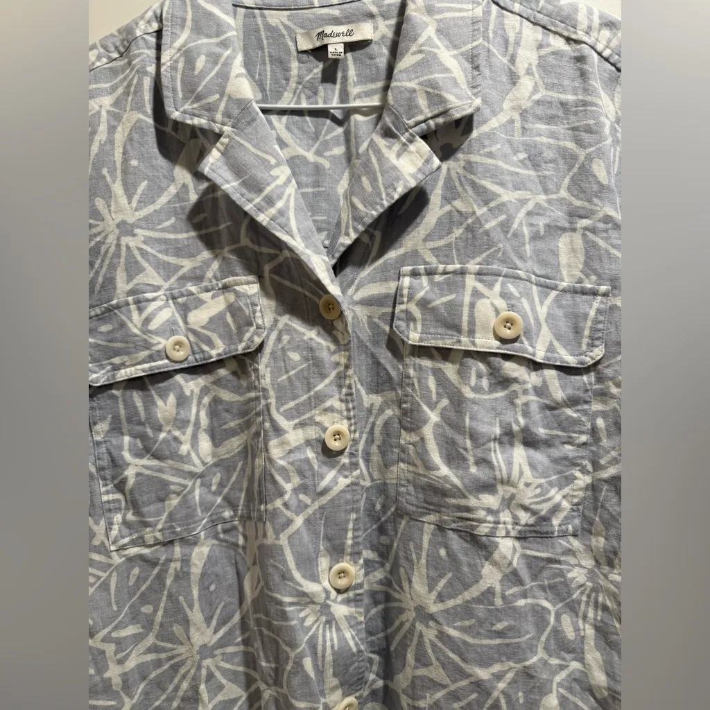 Madewell Linen-Blend Camp Shirt in Abstract Flora Size Large‎ - Image 5
