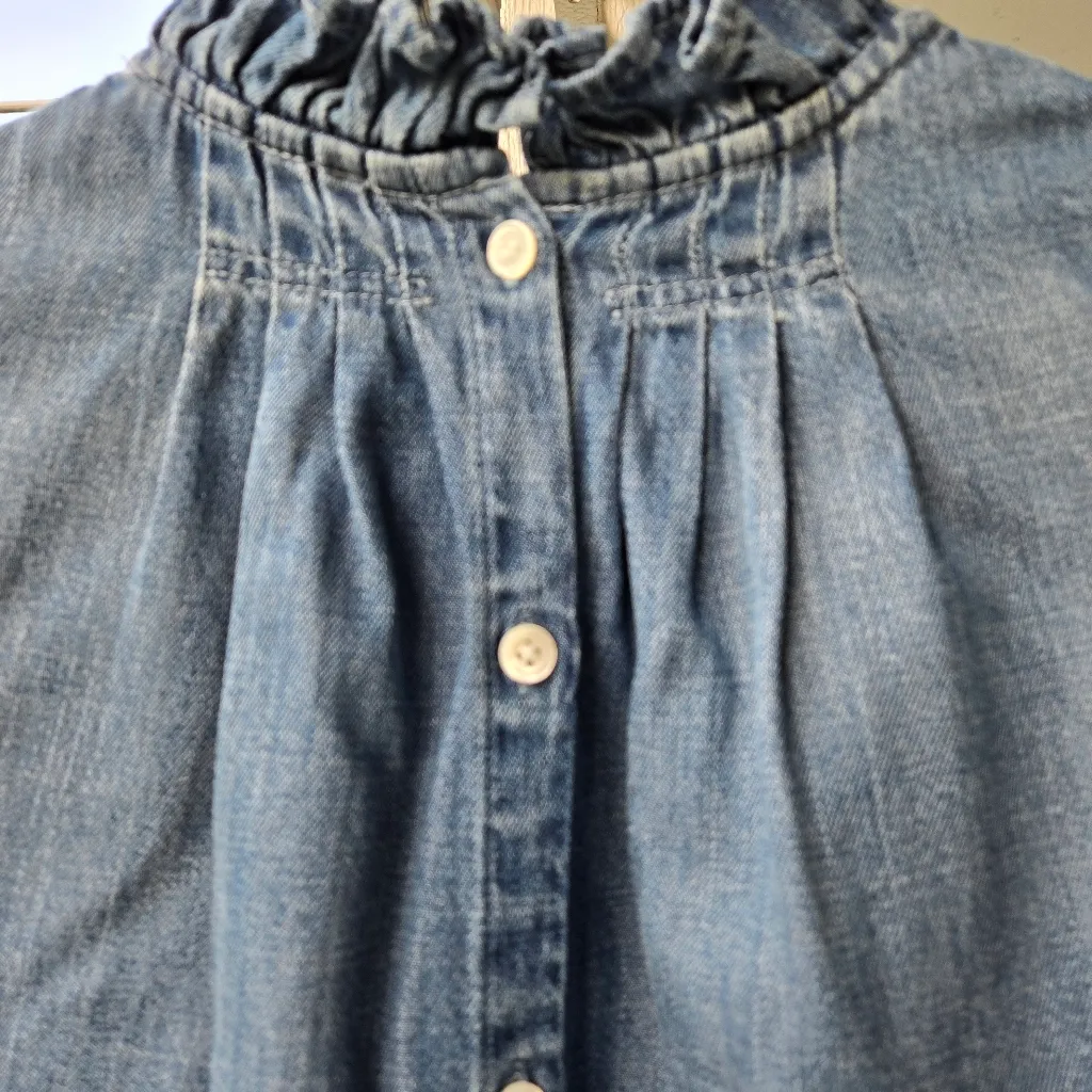 Frame Denim Indigo Ruffle Sleeveless Blouse Top S - Image 12