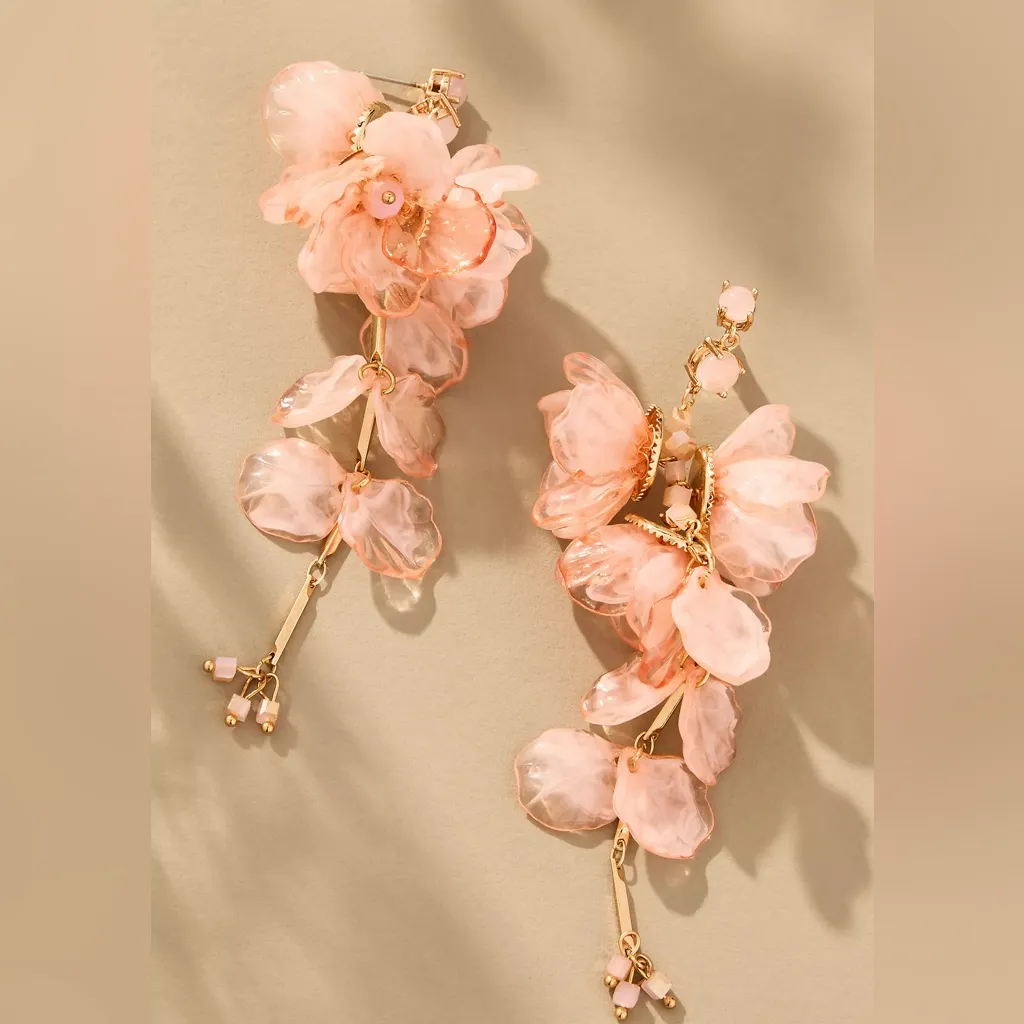 Anthropologie Blossom Drop Earrings light pink - Image 3