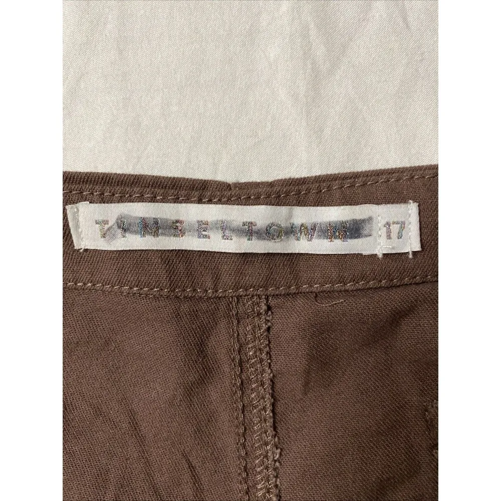 Tinseltown Cargo Pants Womens Baggy Wide Leg Mid Rise Brown Kohls Size 17/33 NWT - Image 7