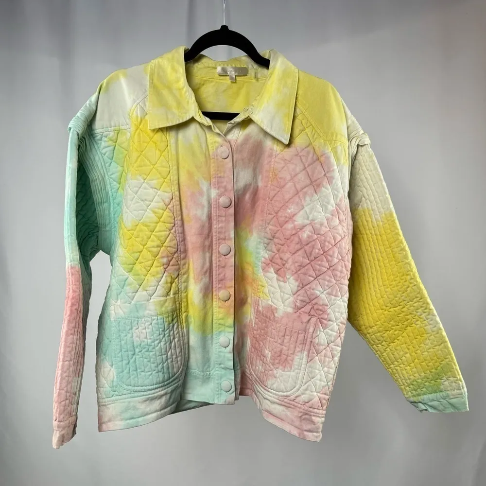NWT LoveShackFancy Adelade‎ Jacket in Rainbow Radial Tie Dye Size Large - Image 2