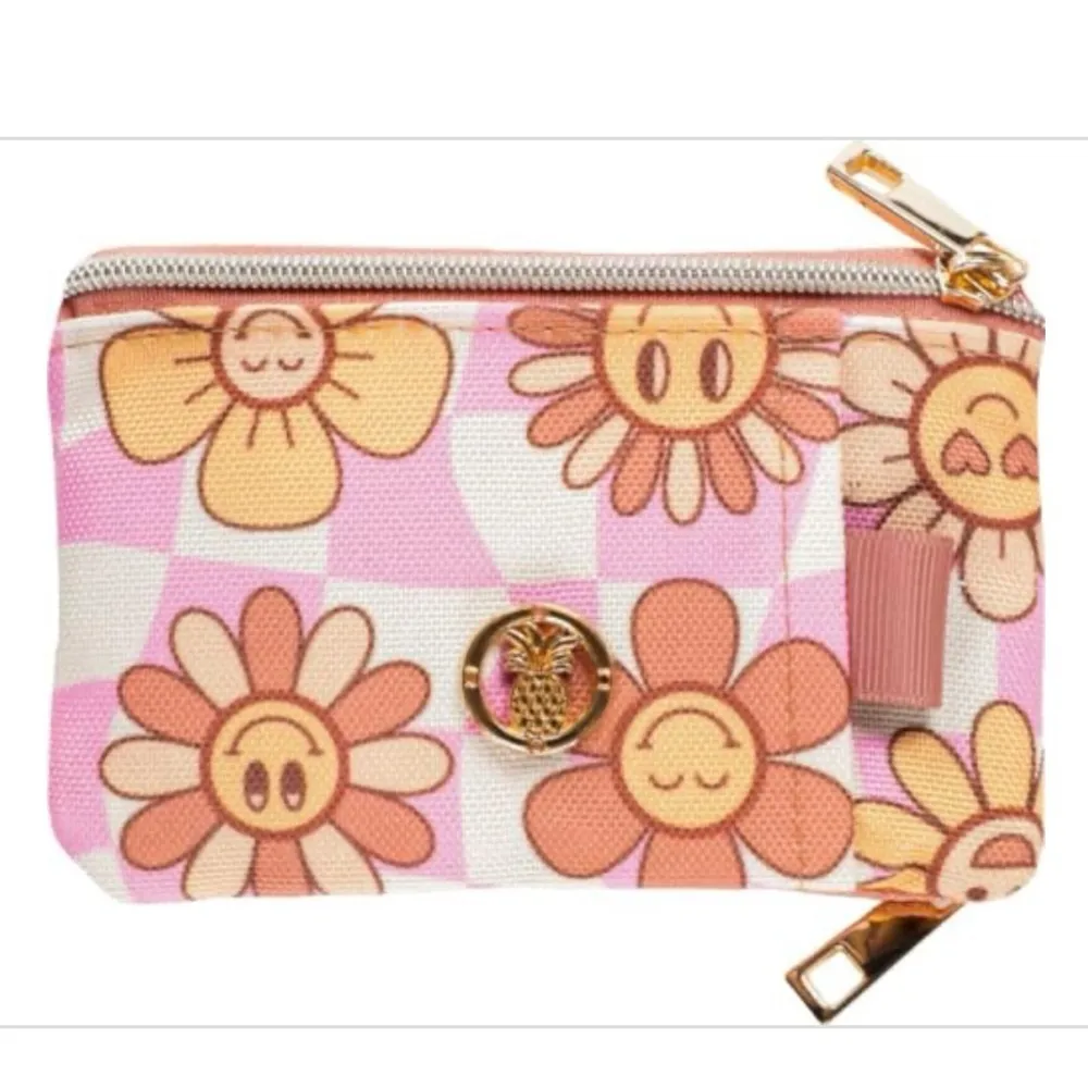 Simply Southern Groovy Flower Zip Wallet – Pink & Tan Floral ID Coin Purse - Image 3