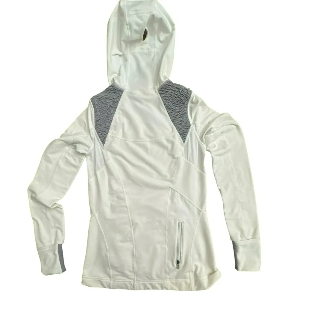 Lululemon Womens Run For It Pullover Hoodie Top Size 4 White Gray Jacket - Image 4