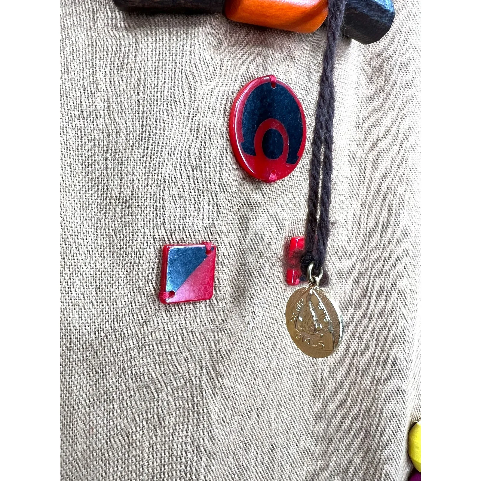 Vintage 50'S ceremonial dress S extensive beading patches extras hippey pin Camp Brown - Image 5