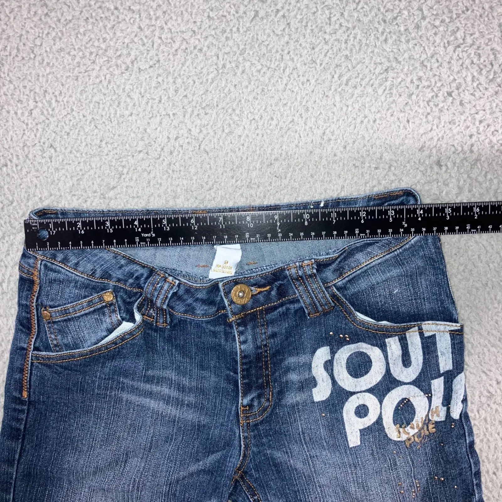 Southpole Bermuda‎ Shorts Women 9 28 Stretch Cuff Hem Logo Studs 90s Y2K Blue Size undefined - Image 3