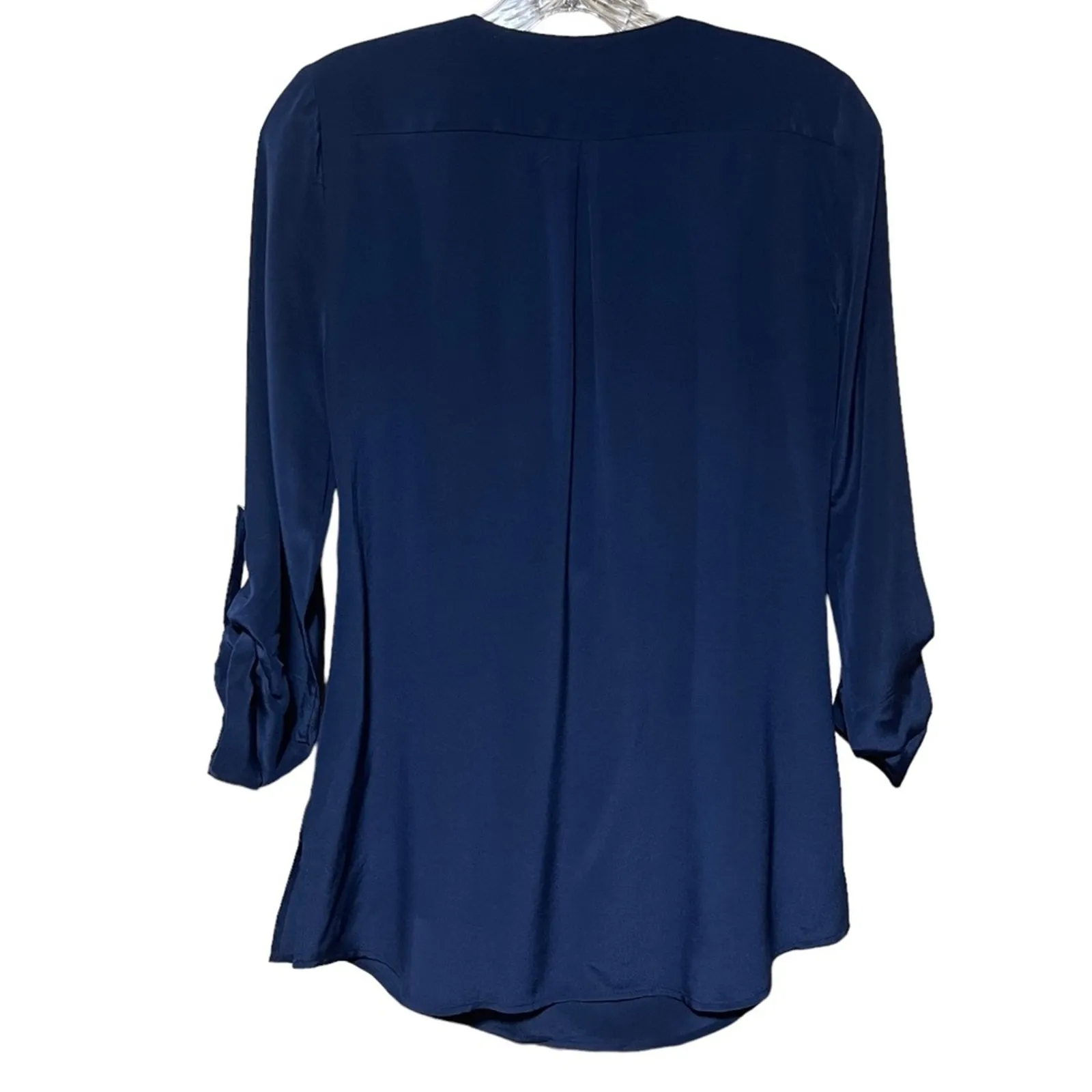 White House Black Market Beaded Silk Tunic Blue 0 - Image 5