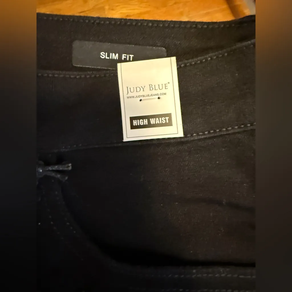 JUDY BLUE NWT REESE RHINESTONE SLIM FIT JEANS IN BLACK Size 15/32 - Image 8