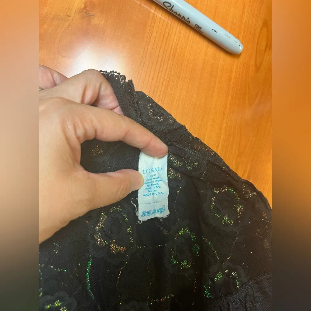 Vintage Sears Black Lace Floral Romper Teddy – Size L Snap Bottom & Keyhole Back Size L - Image 6