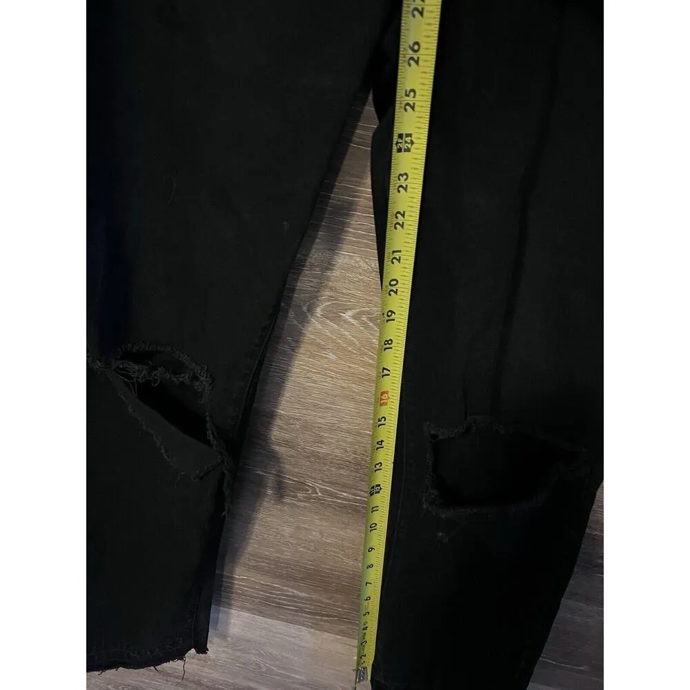 Pistola Nico Mom Straight Leg Jeans Size 28 Black Distressed Hem Butterfly - Image 5