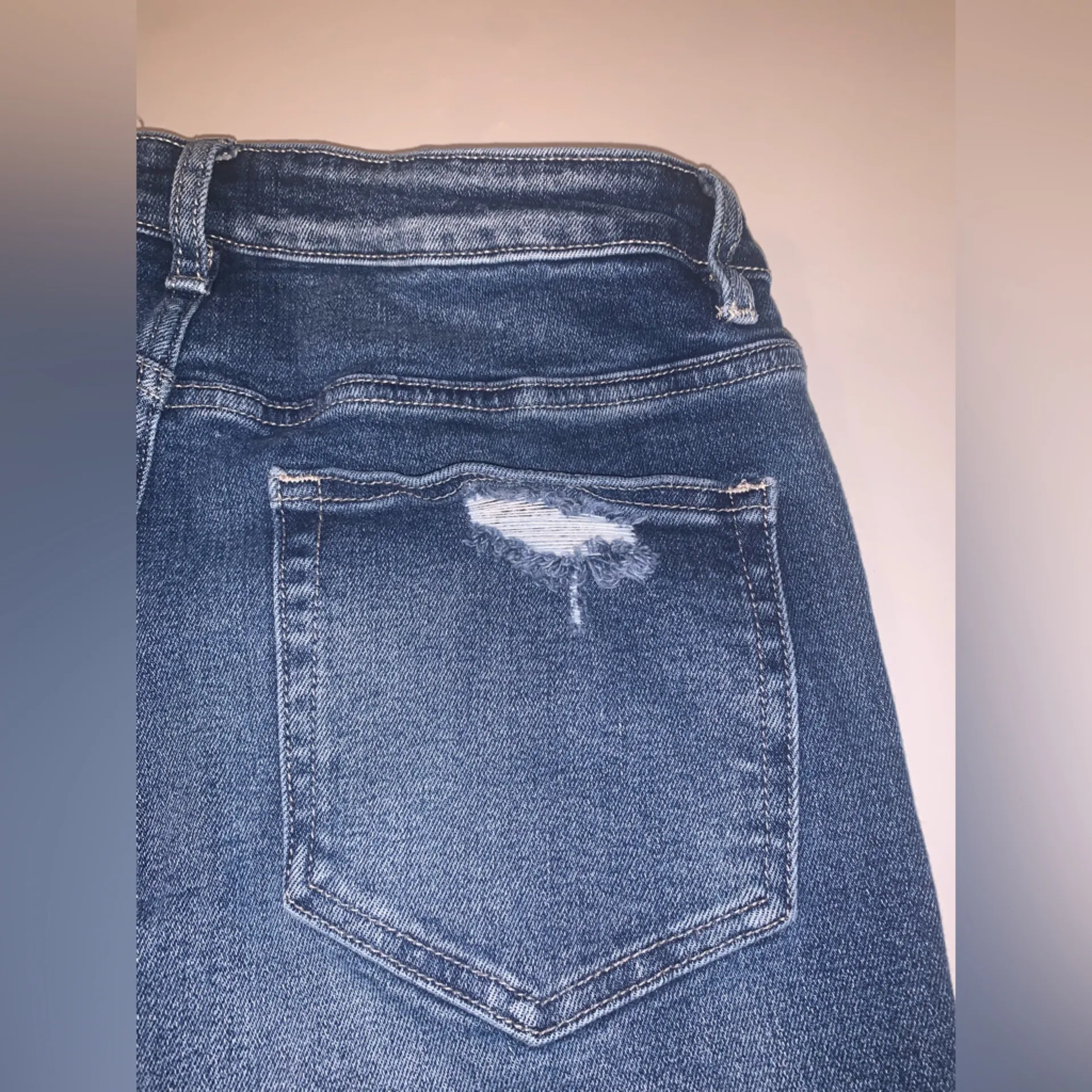 Alterd State Super Wide Flare Bell High Rise Waist Distressed Blue Jeans 30 Boho - Image 7