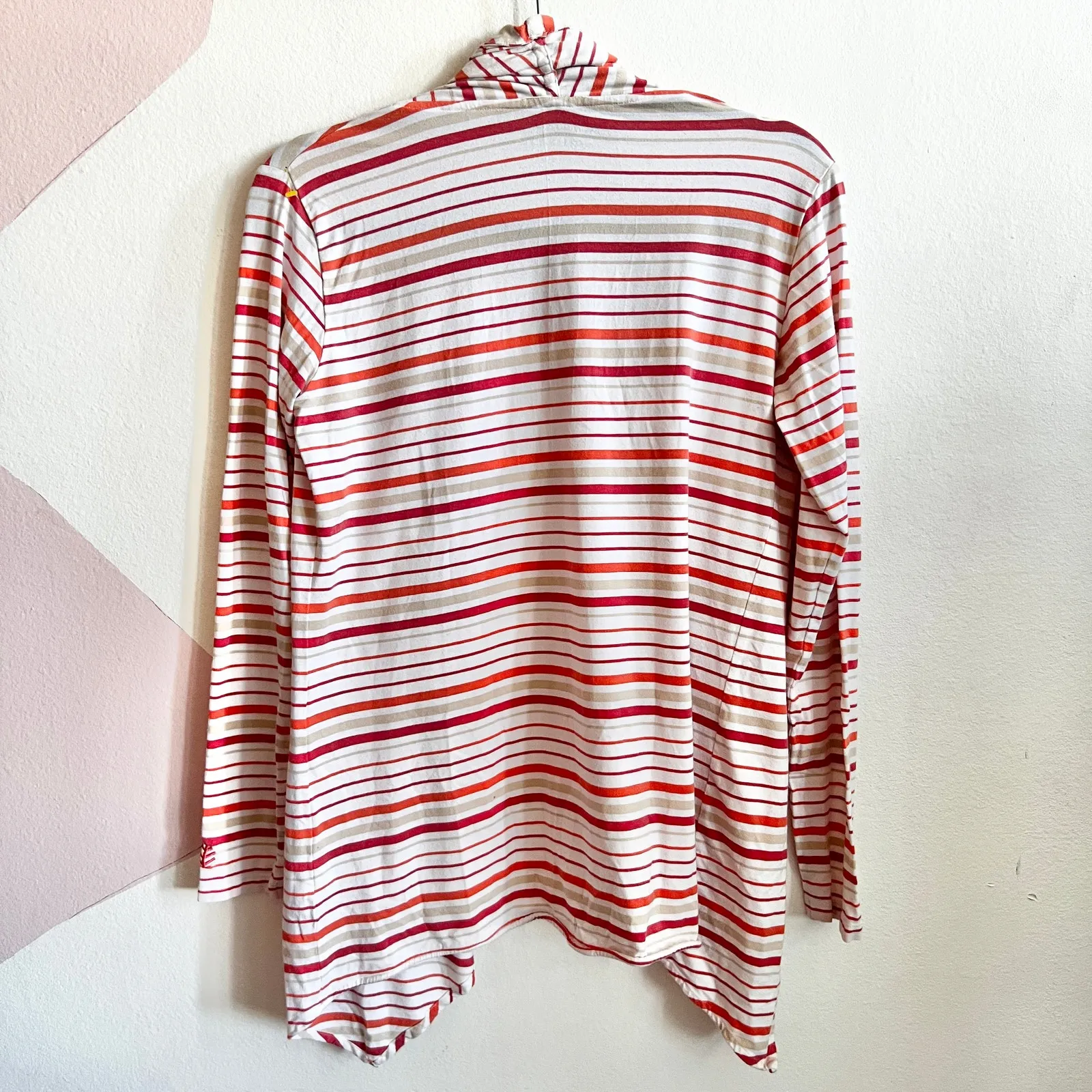 Coolibar Cardigan Women's Small Striped Sun Wrap Topper Cover‎ Up UPF 50+ White - Image 2