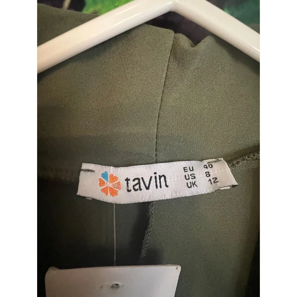 Boutique Floral Belted Duster Kimono Long Jacket Maxi Coverup Olive Green 8 Med - Image 3