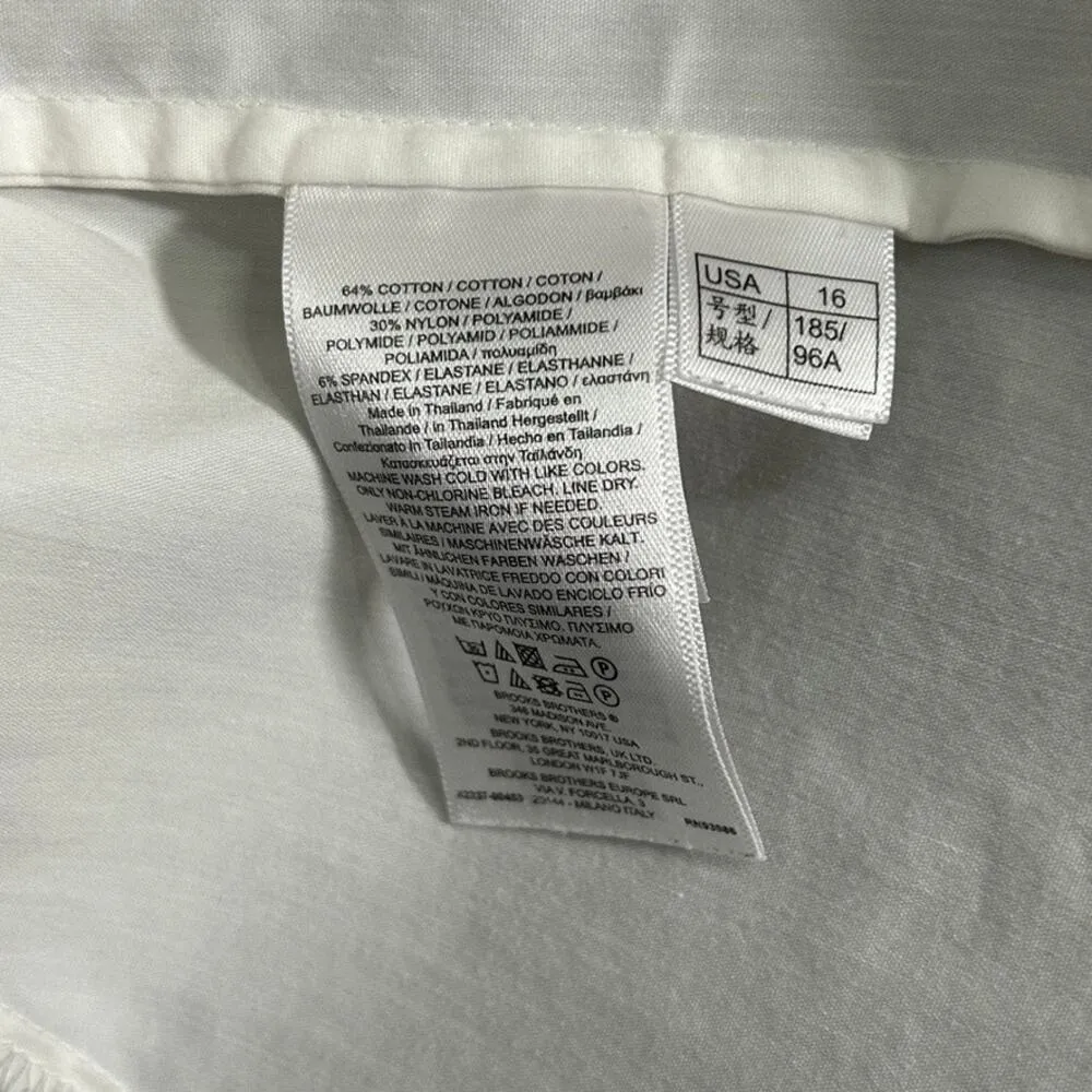 Brooks Brothers White Poplin Tunic Top V-Neck 3/4 Length Sleeve Sz 16 Minimalist - Image 5