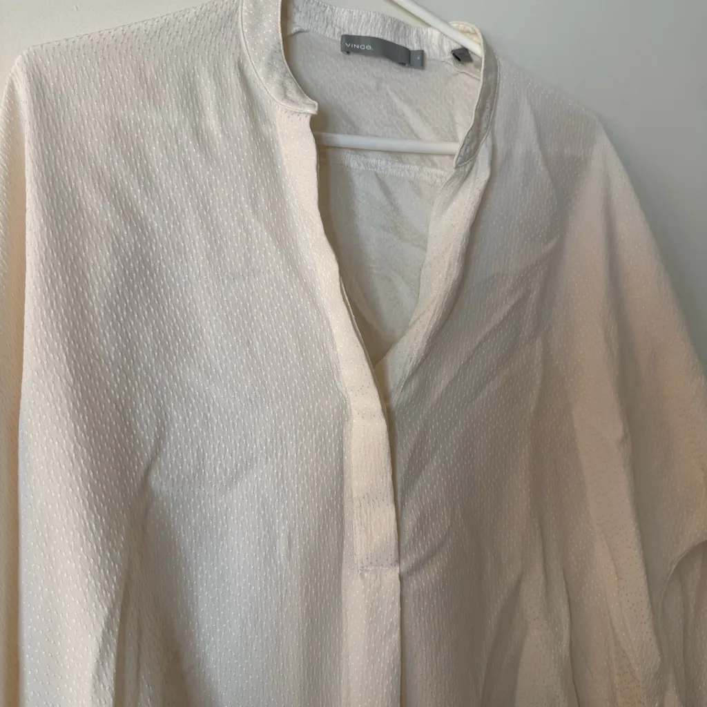 Vince Cream Textured Blouse 100% Silk - Image 6