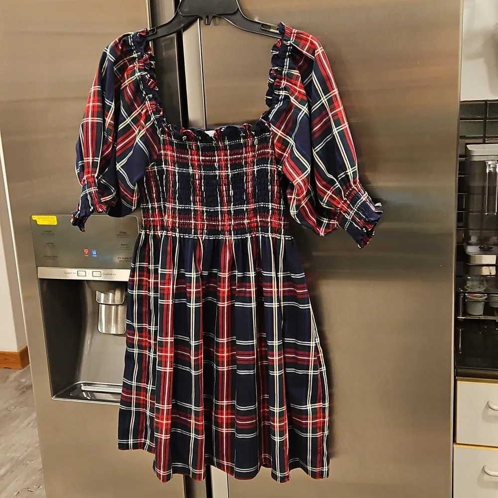 💕HILL HOUSE💕 Short Nap Dress ~ Tartan Navy Plaid XS NWOT - Image 2
