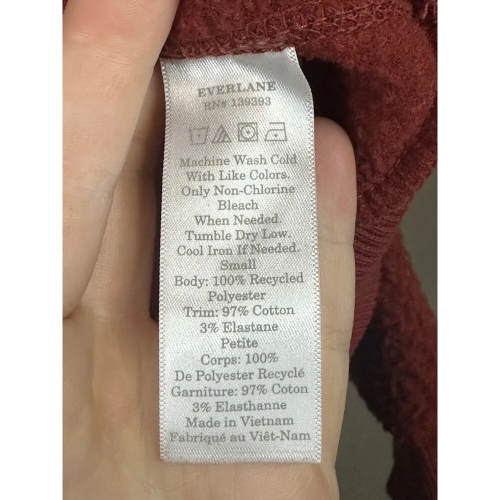 Everlane ReNew Rust Dark Red Long Sleeve Sherpa Pullover Sweatshirt Size Small - Image 3