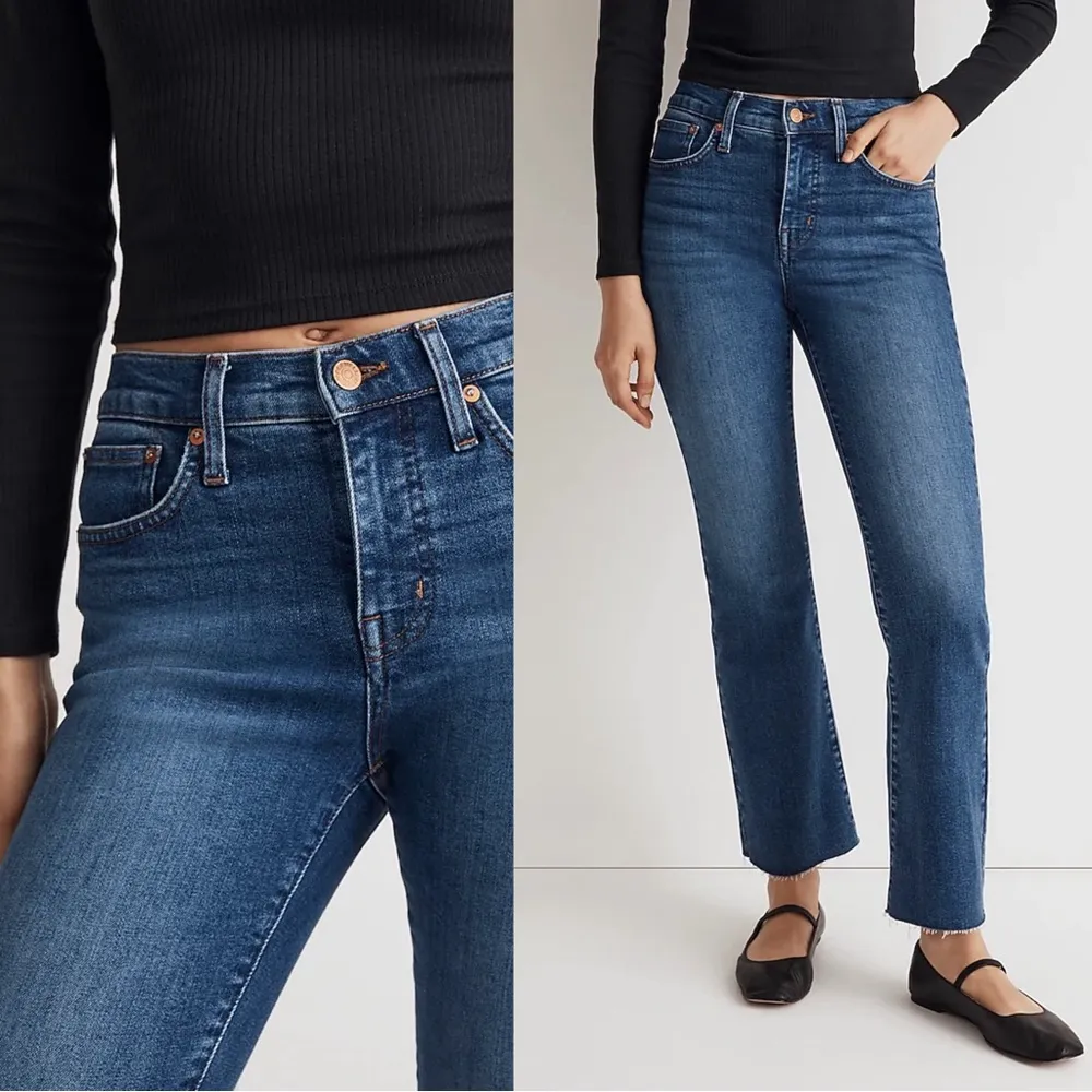 Madewell • FLAWED Kick Out Crop Jeans in Brinton Wash: Raw Hem Edition flare - Image 5