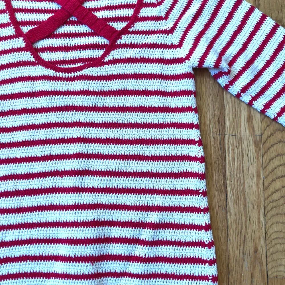 Anthropologie Lauren Moffatt EUC Women's Red White Striped Sweater Size S - Image 9