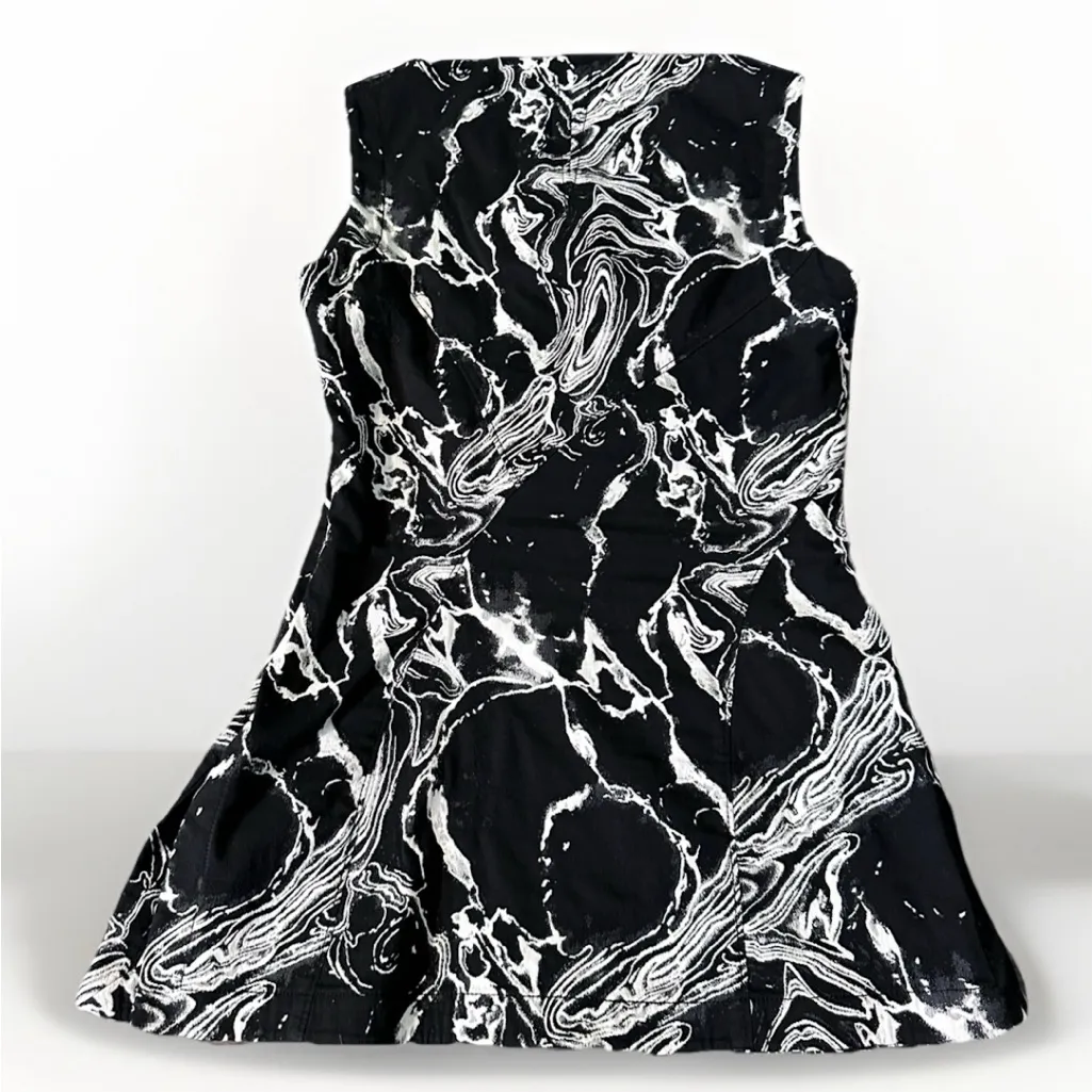 Hilton Hollis Womens Black Abstract Art‎ Short Sleeve Blouse Top Italy 6 - Image 2