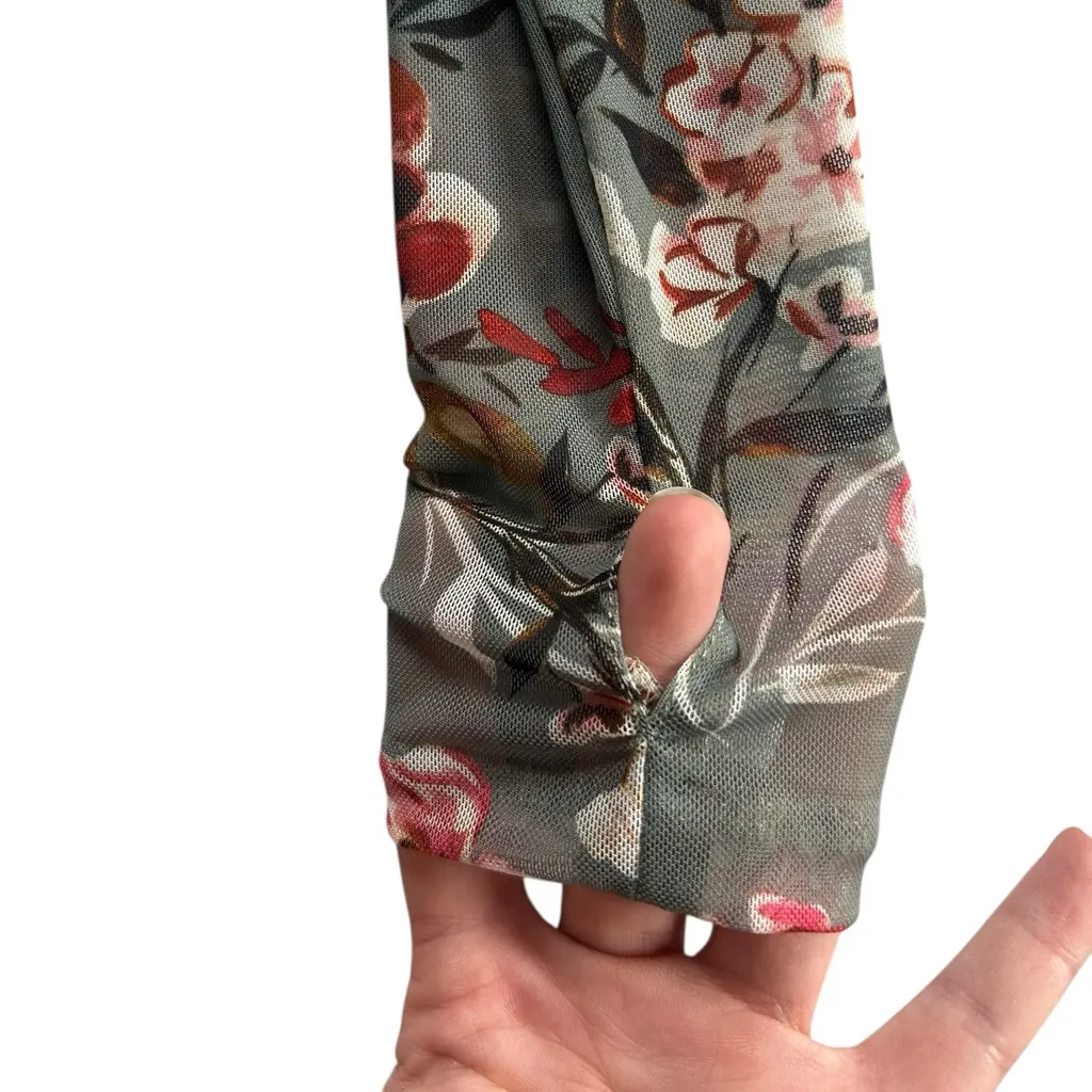 Amanda Uprichard Watson Top in Floral Lowery Mesh Long Sleeve Blouse Size M - Image 7