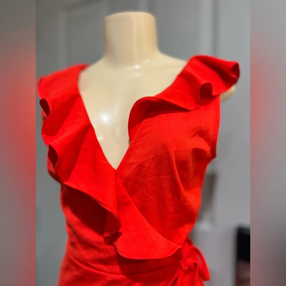 J.O.A Jennessa Red Ruffled Wrap Dress size Xsmall
NWT - Image 13