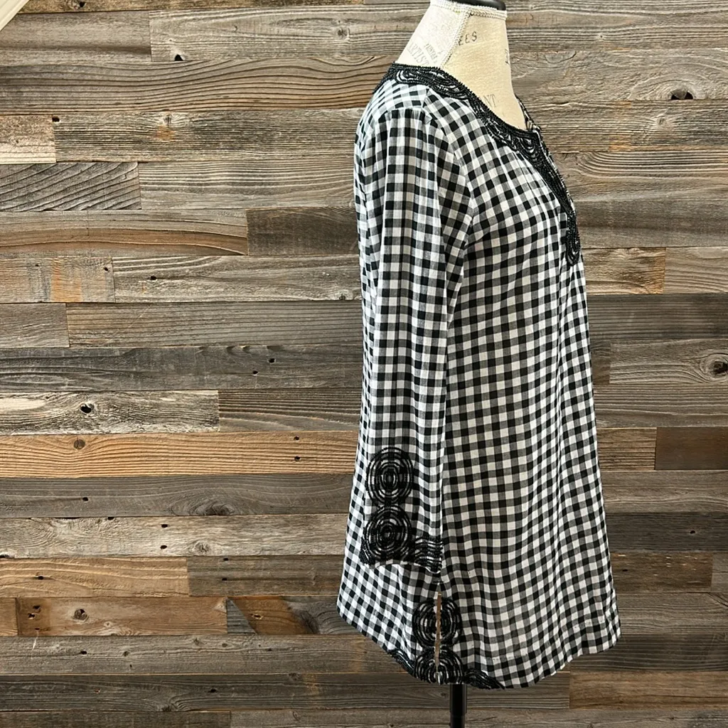 Vineyard Vines Embellished Bead Gingham Pullover Tunic Top/Cover Up Size Small - Image 5