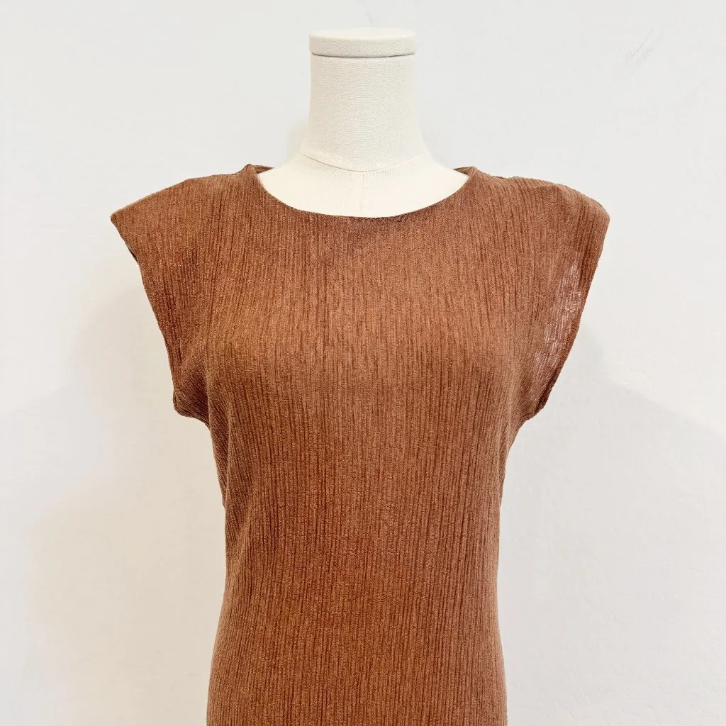 ASTR The Label Women's Plisse Brown Maxi Dress Nordstrom Boho Modest Party Event - Image 4