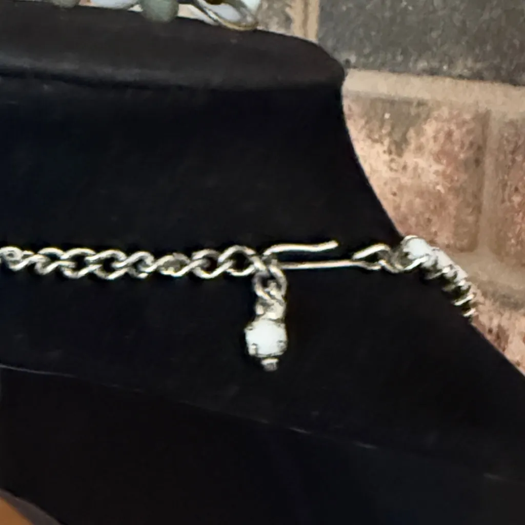 Vintage Mid Century White Milk Glass and AB necklace and earring set - Image 6