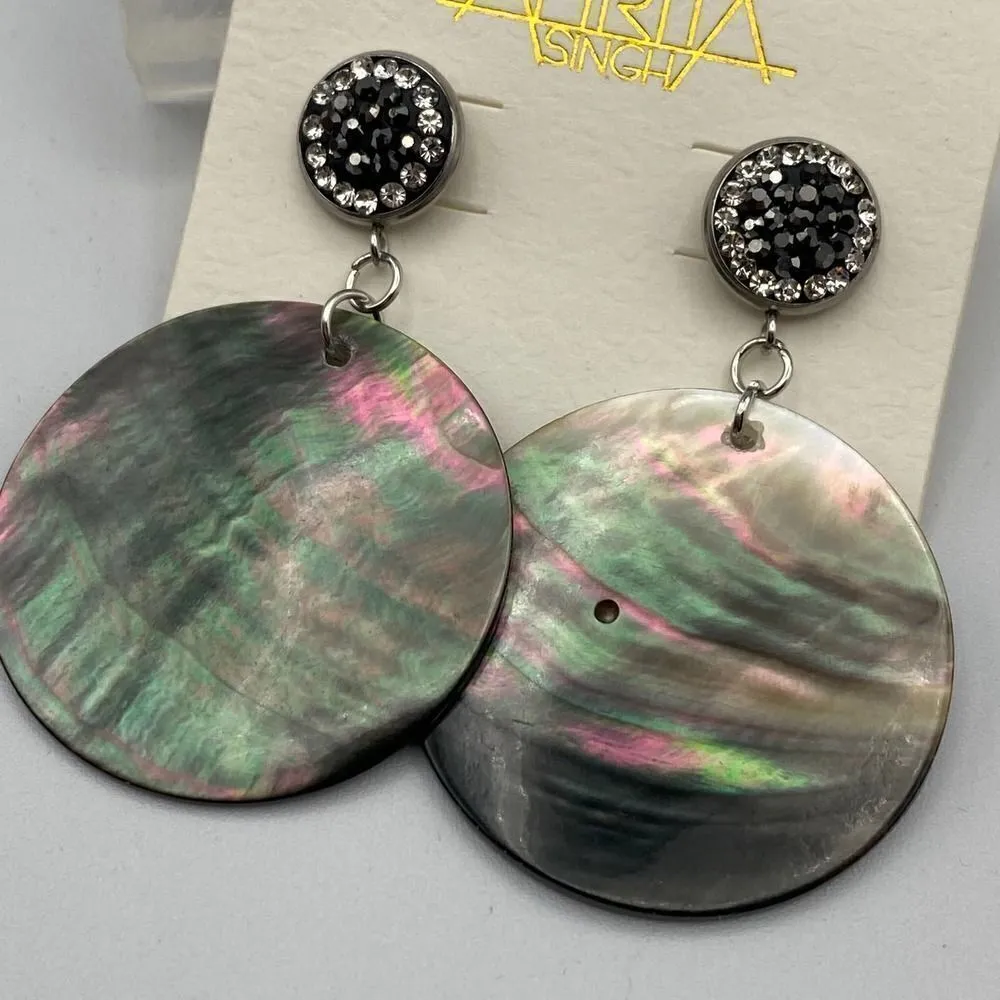Amrita Singh  Abalone Shell Large Disc Earrings - Image 4