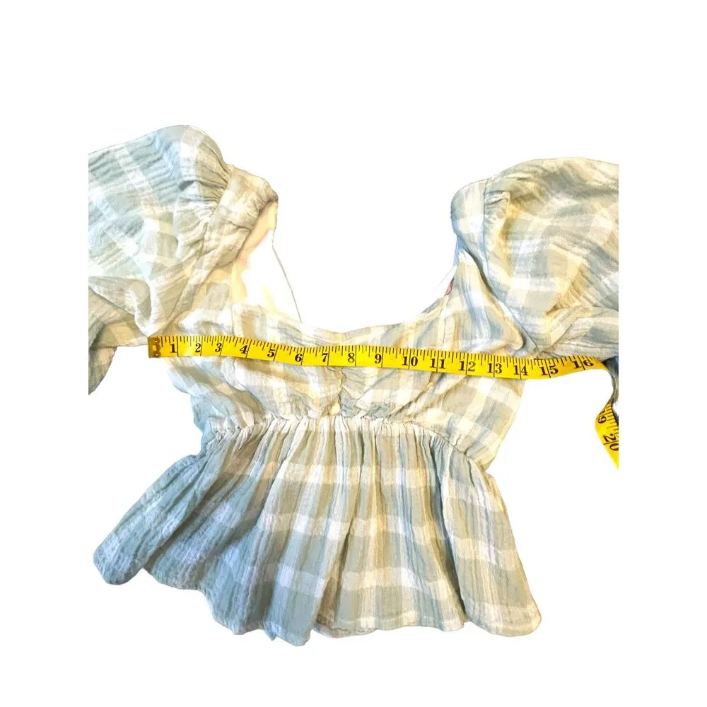 Green Plaid Angelique Top- Size M - Image 7