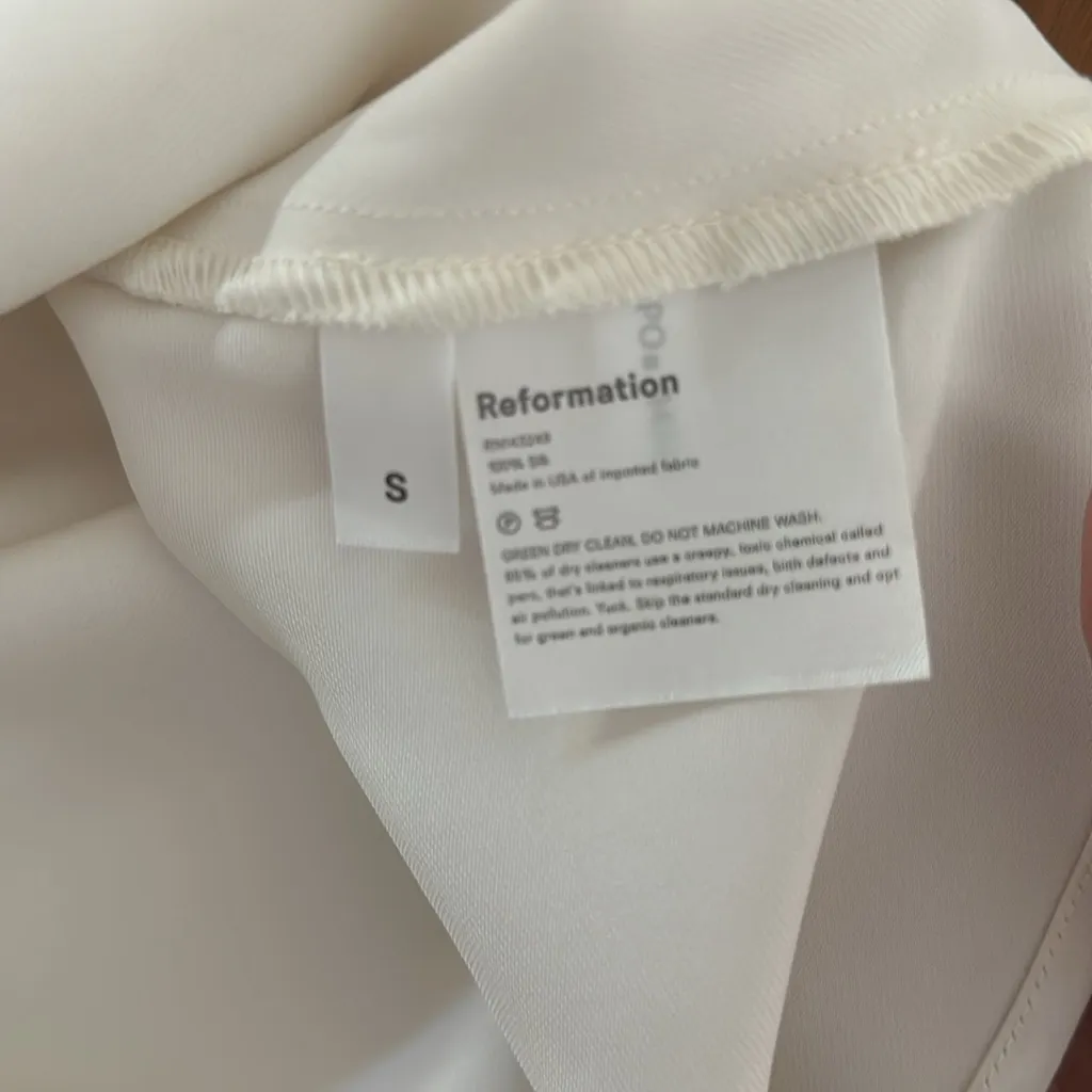 NWOT: Reformation one shoulder bow silk mini dress White - Image 5