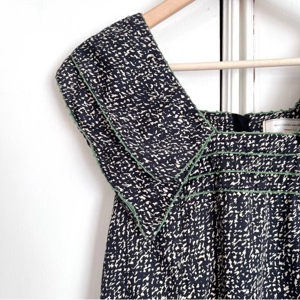 Anthropologie Moulinette Soeurs Cotton Shift Dress Black, Cream & Green Size 2 - Image 4