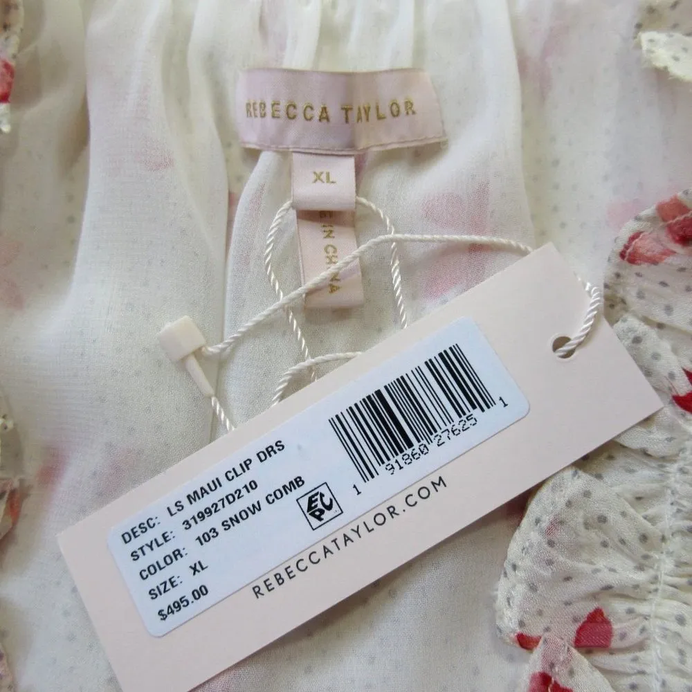 NWT Rebecca Taylor Maui Clip in Snow Combo Silk Blend Floral Dress XL $495 - Image 3