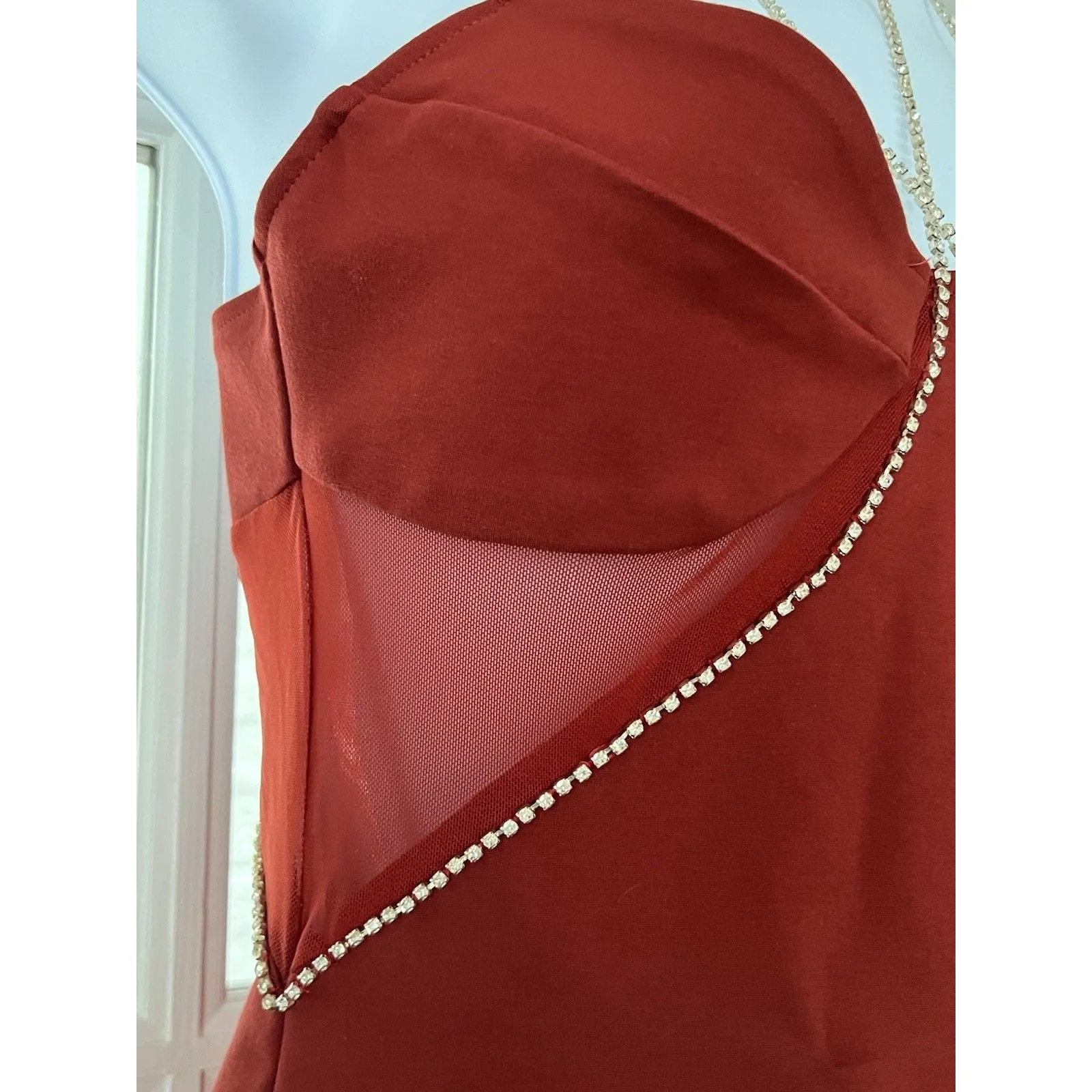 Superdown jaxie diamond mini dress In Rust Size Small - Image 7