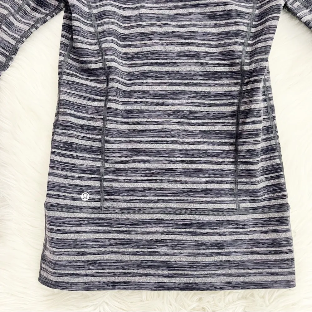 Lululemon Black and Gray striped Run in Stride Zip Up Hooded Jacket - Image 5
