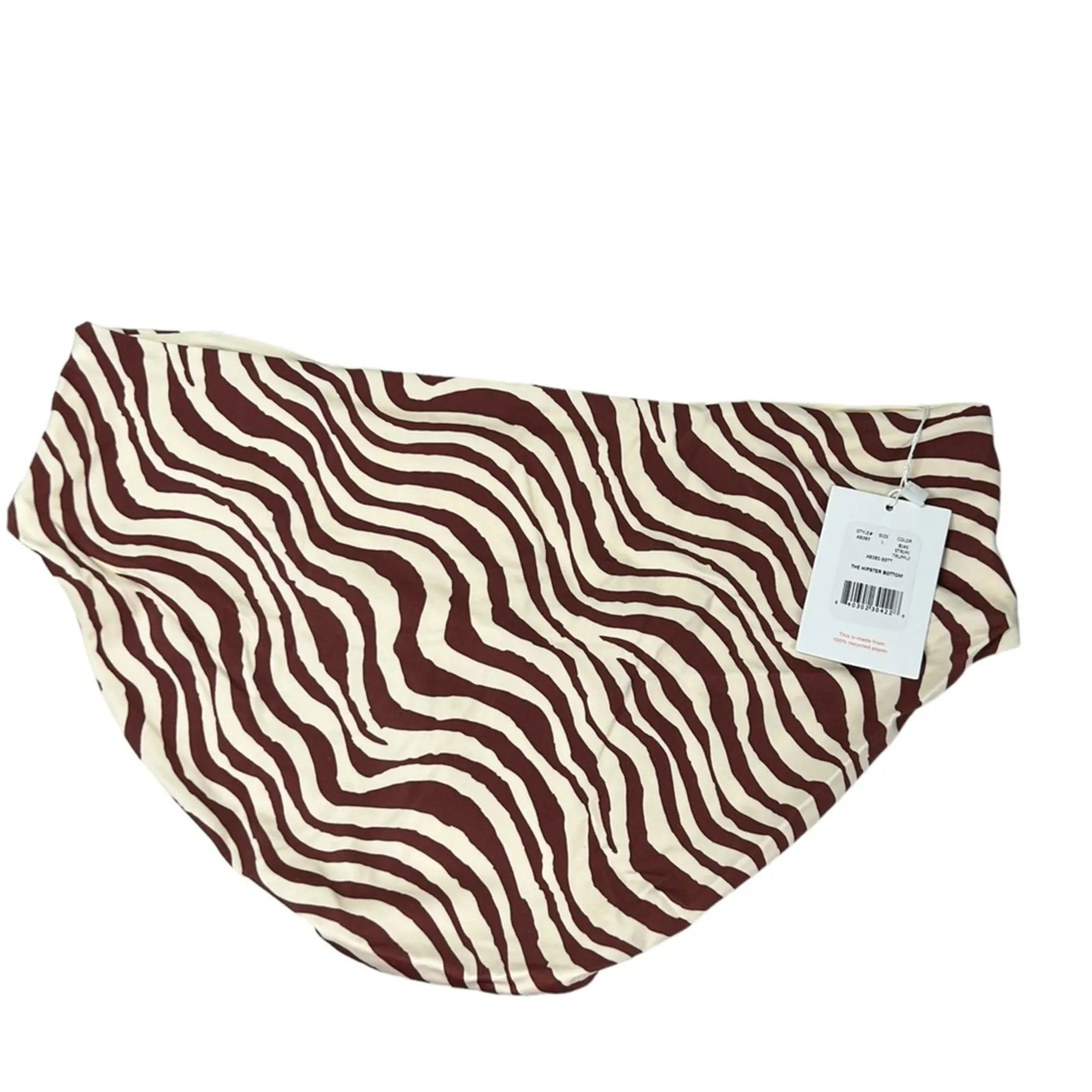 Andie Swim The Hipster Bias Truffle Stripe Bikini Bottom NWT Size Large Brown - Image 6