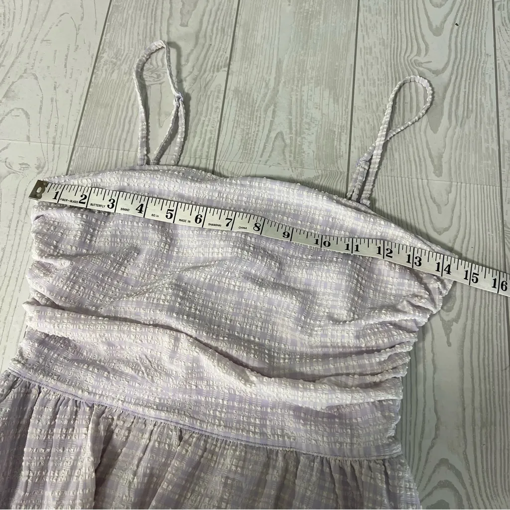 Lululemon Seersucker Check Ruched Midi Dress - Image 5