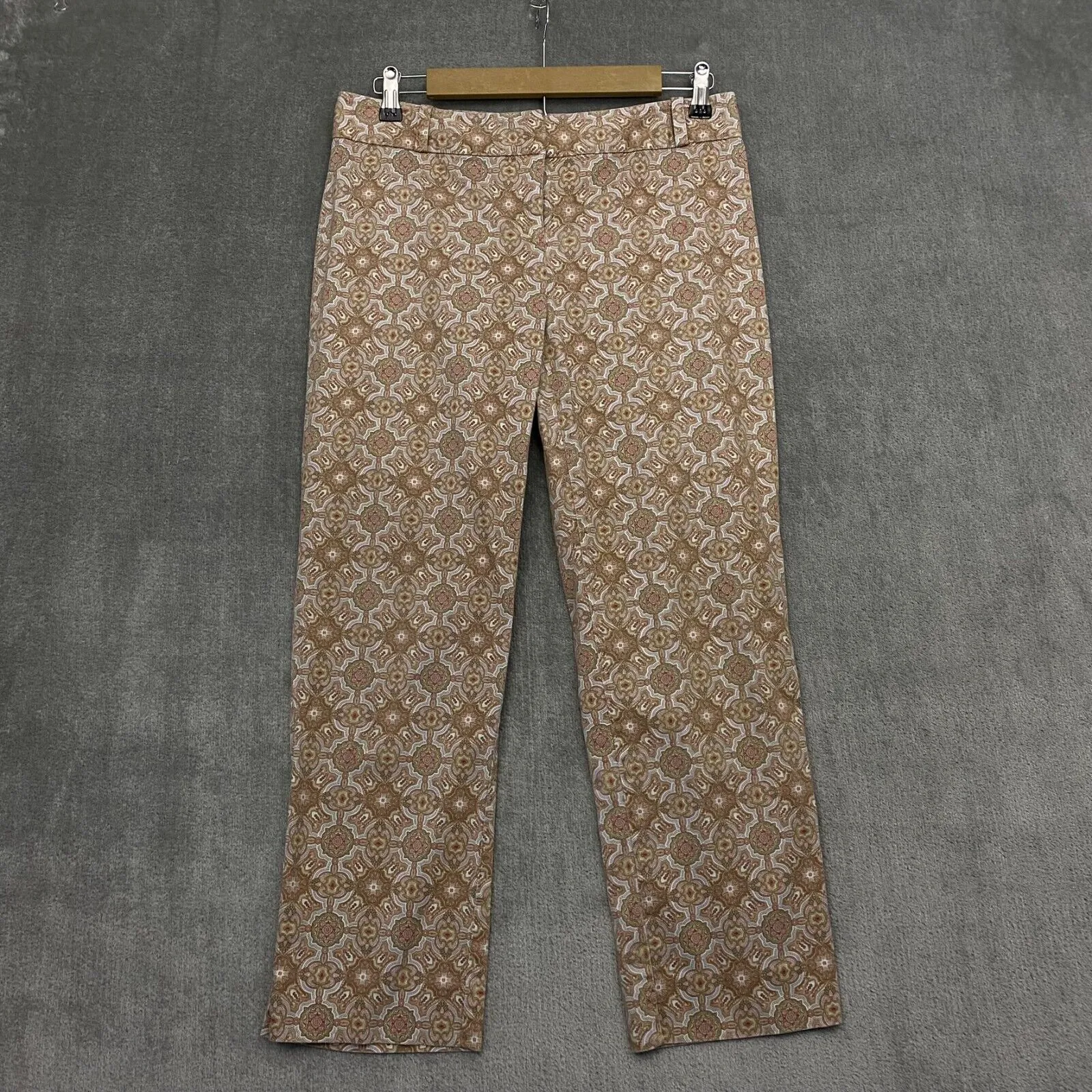 Talbots Womens Pants 10P Beige Floral Signature Pockets Straight Leg Cotton - Image 2