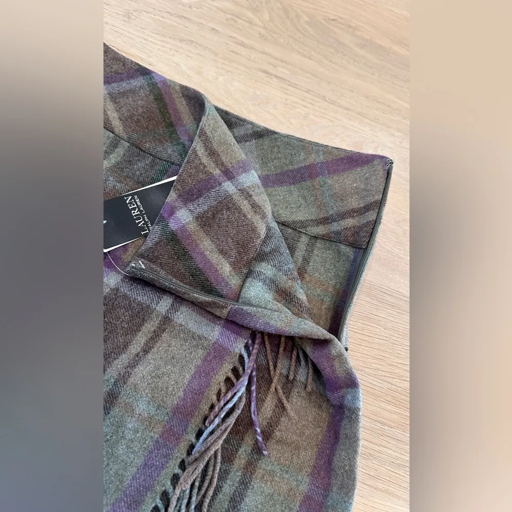 Lauren Ralph Lauren Plaid Fringe Trim Tweed Mini Skirt size 10 NWOT - Image 10