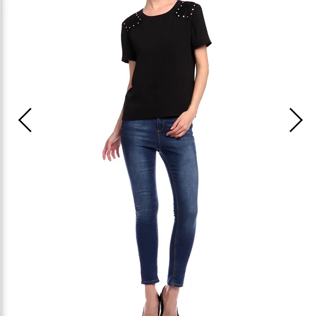 Maje Black Studded Short Sleeve Top - Image 2