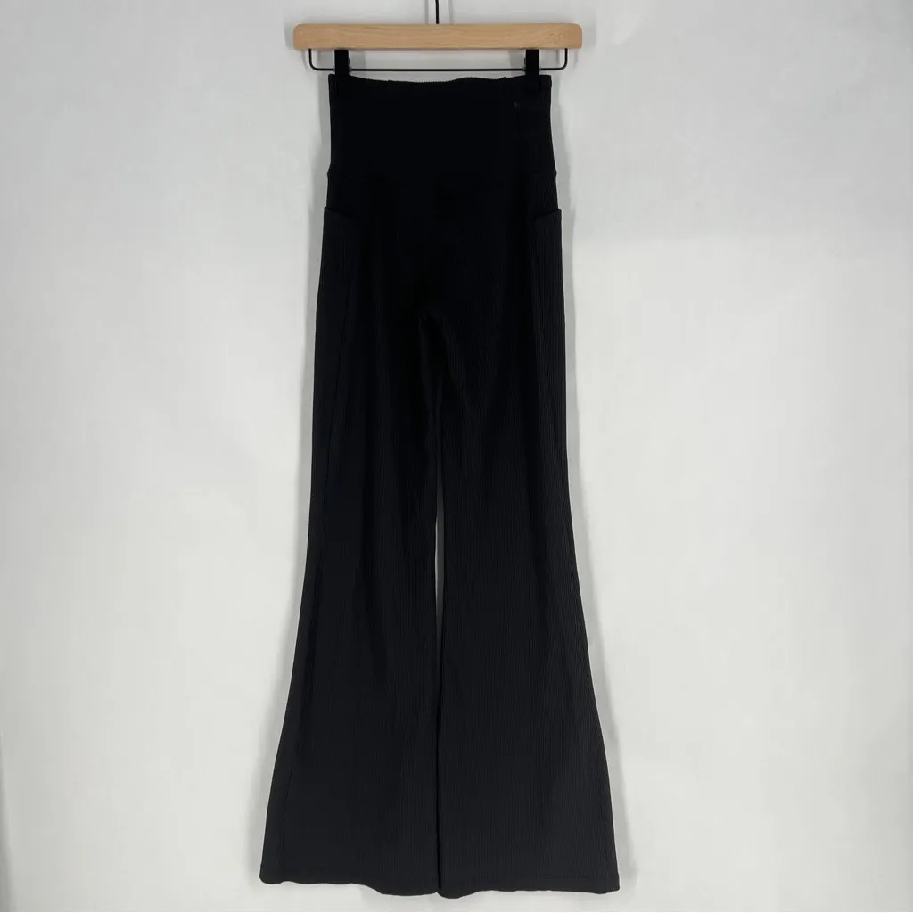 Athleta Salutation Stash Rib Flare Pants In Black High Rise Stretch Yoga Size XS - Image 7