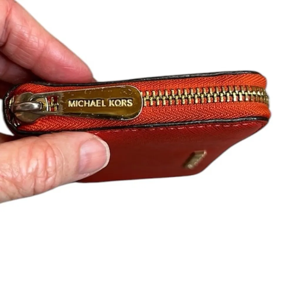 Michael Kors Red Safiano Leather Zip Around Continental Wallet - Image 4
